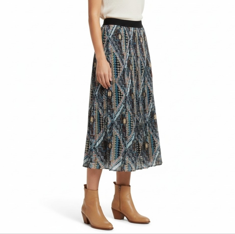 Dwirapal Women's Chiffon Pleated Midi Skirt